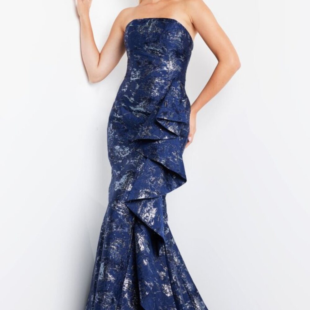 Jovani 08685 Navy Print Mermaid Evening Dress